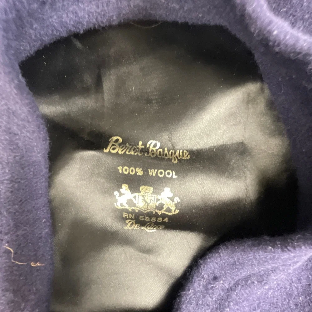 Vtg Beret Basque De Luxe Women OS Beret 1950s Wool Navy Blue French Artistic